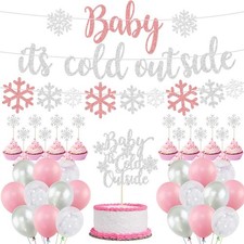 Baby It  s Cold Outside Party Decorations, Banner, Snowflake Balloons, Garland...
