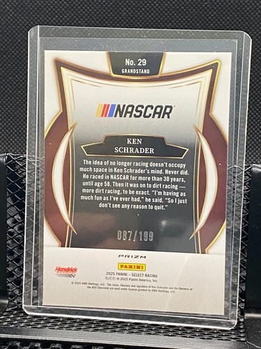 Ken Schrader 2025 Select Racing - Maroon Prizm #'d /199 - #29 Grandstand - Picture 2 of 2