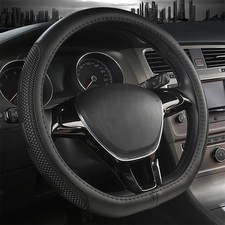D Shape Black Leather Steering Wheel Cover 14.5-15 Flat Bottom Non-slip Grip D Shape Black Leather Steering Wheel Cover 14.5-15 Flat Bottom Non-slip Grip