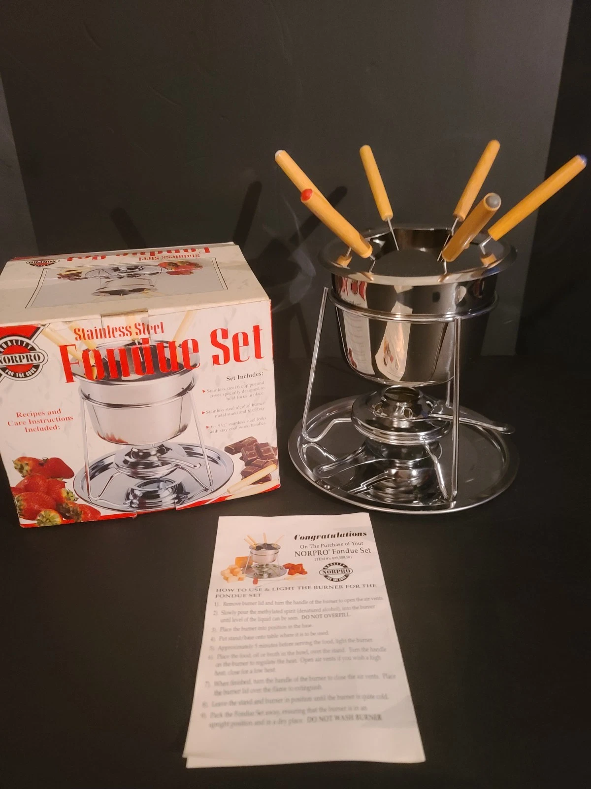 NEW IN BOX Norpro Stainless Steel 12 Piece Fondue Set