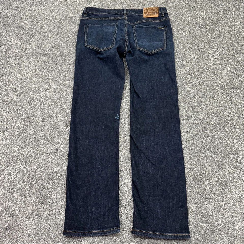 Volcom Jeans Mens 32x30 Blue Solver Modern Straight Dark Wash Denim Work Casual - Image 2 of 4