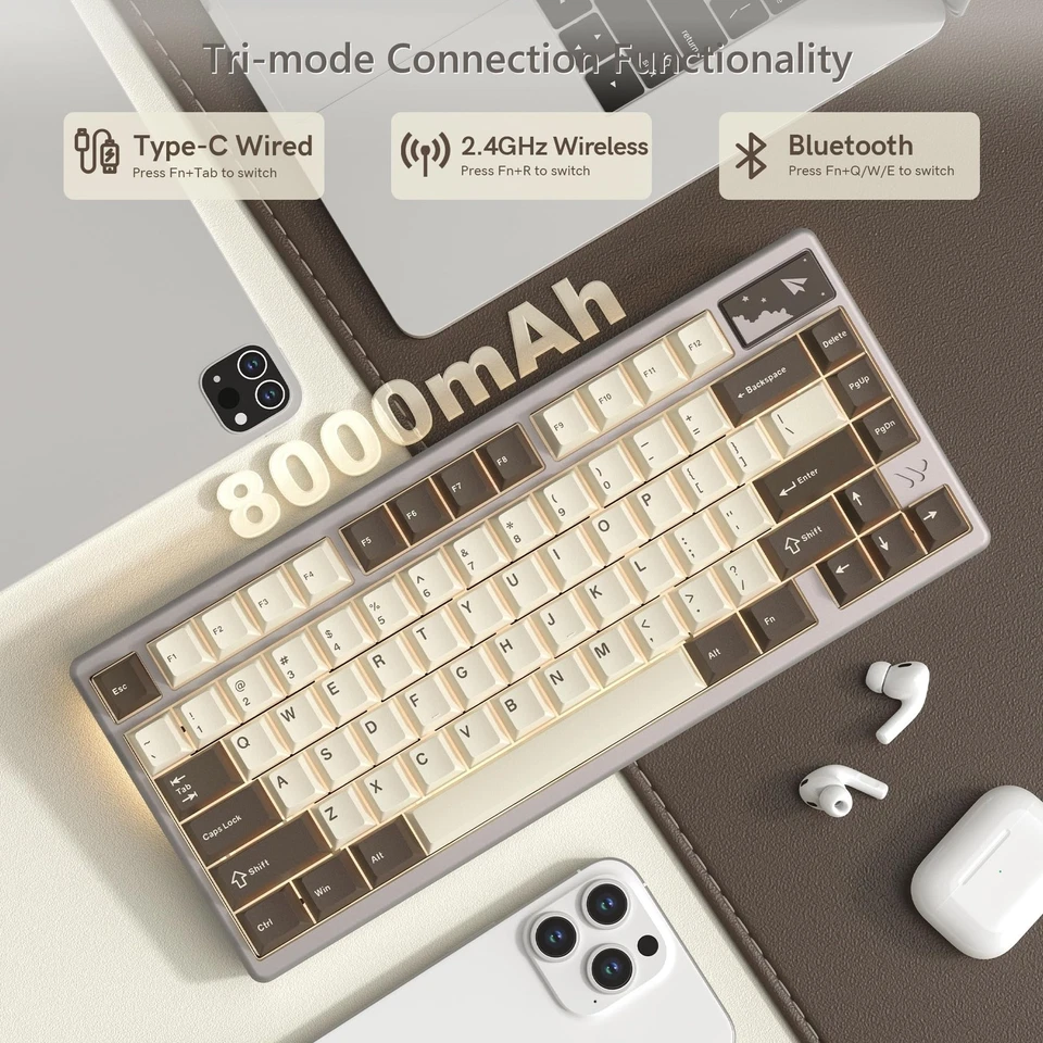 75% Keyboard Wireless, Creamy Mechanical Keyboard Gaming QMK/VIA, CNC Aluminu... - Image 3 of 4