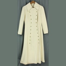 Vintage Francine Hillie Military Snap Front Overcoat Trench Maxi Coat S M 1970s