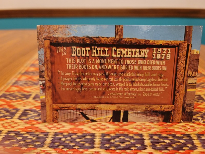 Boot Hill Cemetery KS Dodge City 1970s  Western Postcard Pray  Peace Cancel