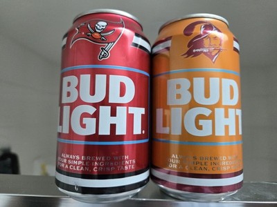 Two Diff. 2025 Tampa Bay Buccaneers Bud Light, 50th Anniversary Can