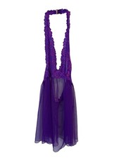 Victorias Secret Lace Halter Babydoll Lingerie Dress Size Large Purple Intimate