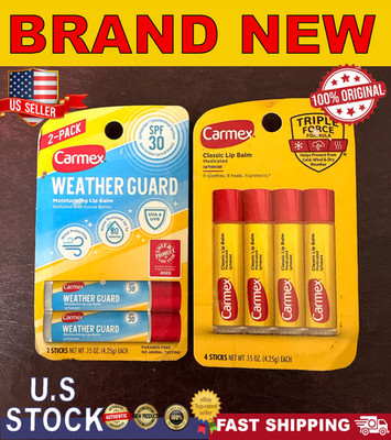 Carmex Lip Balm Set - 4 Classic Sticks & 2 Weather Guard Sticks - 0.15 oz - New