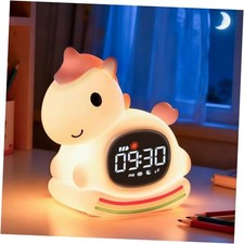 Alarm Clock with Night Light for Kids with Sleep Training and Sound Pink Pony