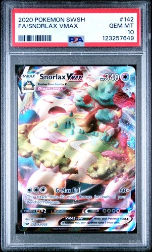 Pokemon Fa/Snorlax Vmax Pokemon Sword & Shield 142 PSA 10