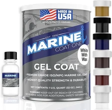 Marine Coat One,  White Gelcoat Repair Kit For Boat - (White With Wax, Quart)