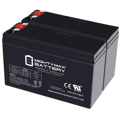 Mighty Max 12V, 6.5Ah, AGM, F2 Replaces APC Back-UPS Models BE600M1 - 2 Pack