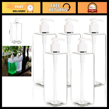 5 Pack 16oz Refillable Square Plastic Pump Bo...