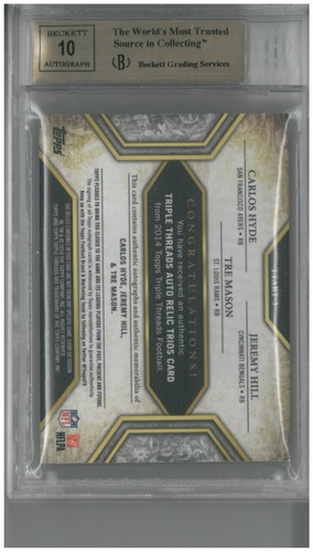2014 Topps Triple Threads MASON HILL HYDE Auto Relic Trios 1/1 ~BGS 9.5 Gem Mint - Picture 2 of 2