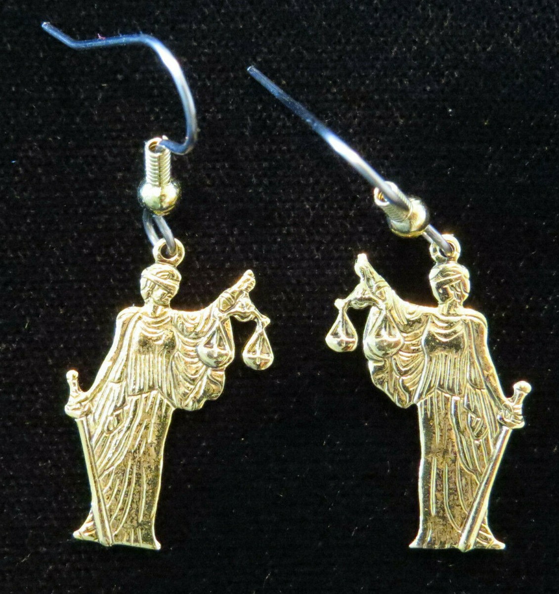 Attorney Lady Justice Earrings Gold Silver Plate Lawyer Counselor Scales  Legal