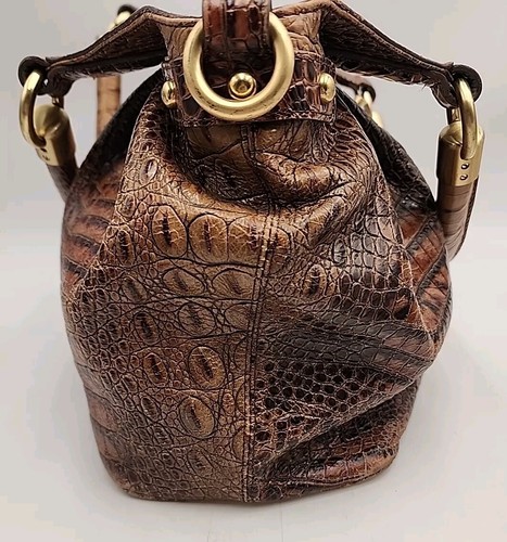 Brahmin Brown Croc Embossed Hobo Satchel Bag And Wallet Set - Picture 8 of 23