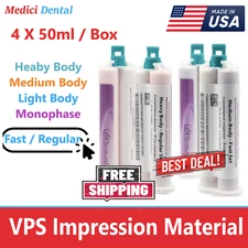 4/Box, AMGoods Heavy Body Fast Set Impression Material VPS Dental PVS 50ml USA