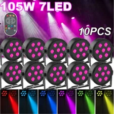 7X15W LED Par Can Light DMX RGBW Strobe DJ Disco Lights Stage Lighting w/Remote