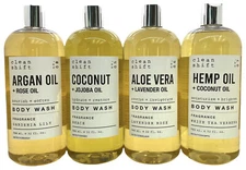 Newport Home Body Wash Set of 4 Hemp Oil, Aloe Vera, Coconut, Argan Oil 32 fl.oz
