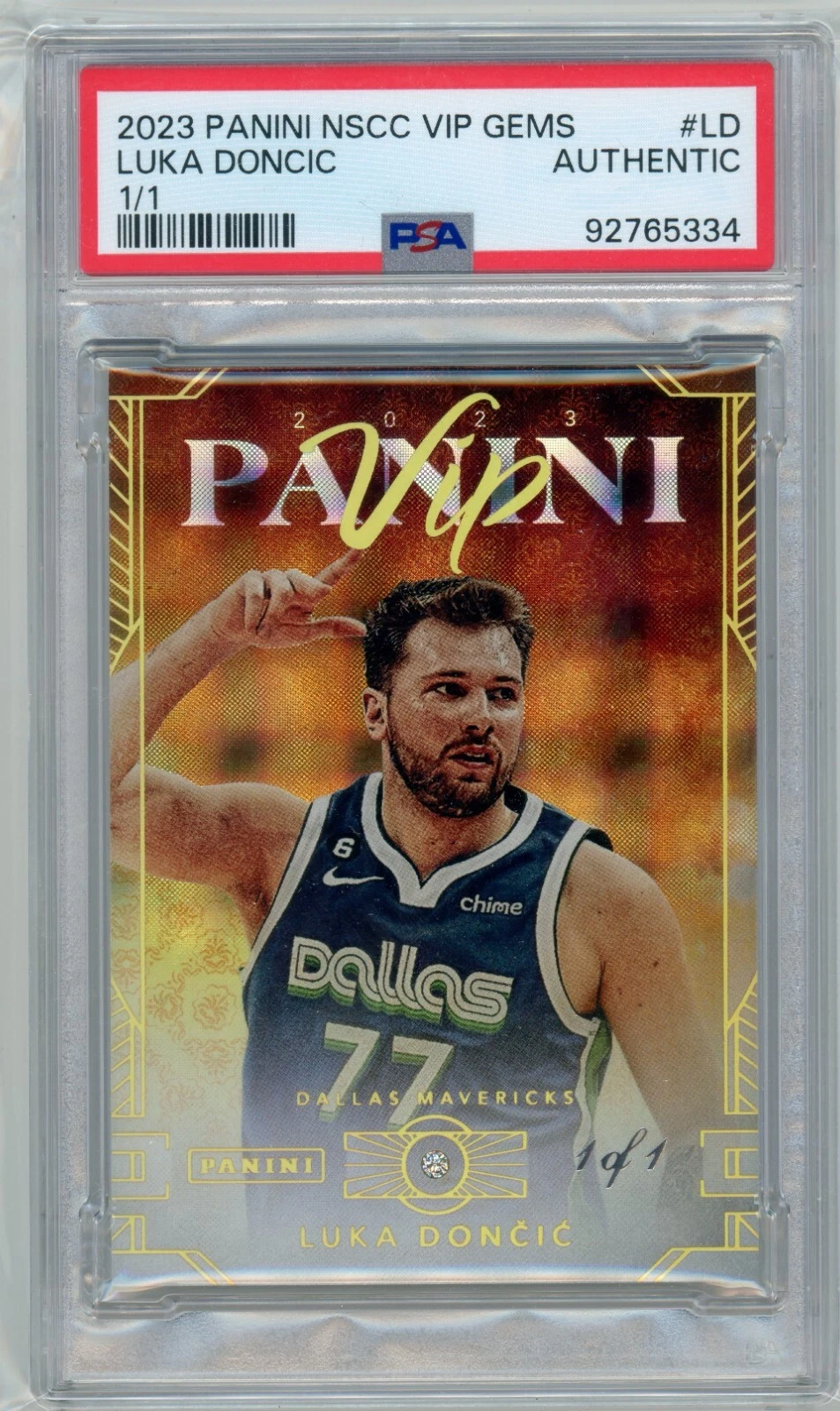 2023 Panini National VIP Gems Luka Doncic 1/1 Hyperplaid LD Real Diamond PSA