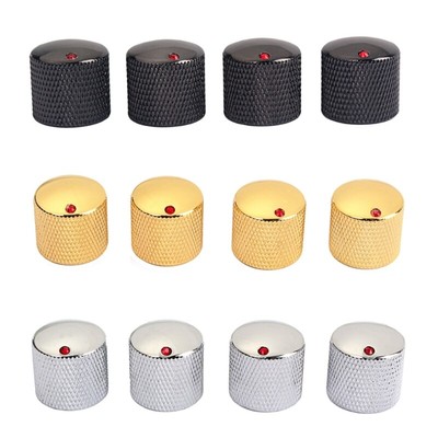 4Pcs Metal Dome Top Knob Electric Bass Guitar Volumes Tone Control Knobs