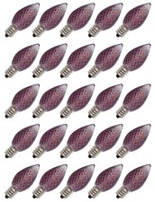 25 Pack C7 Faceted LED Purple Replacement Light Bulbs for Christmas Strings 0.7W
