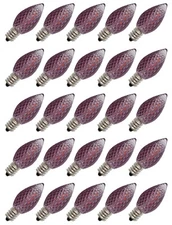 25 Pack C7 Faceted LED Purple Replacement Light Bulbs for Christmas Strings 0.7W