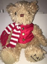 FAO SCHWARZ Plush TEDDY BEAR in PUFFER JACKET w/Scarf 12" Age 3  