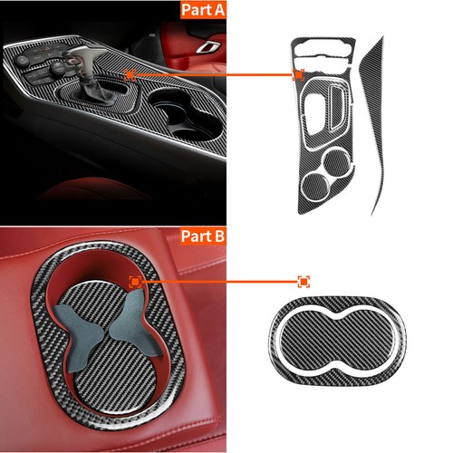 For Dodge Challenger 2015-2020 9Pcs Carbon Fiber Gear Shift Panel Cover Trim new - Picture 4 of 12