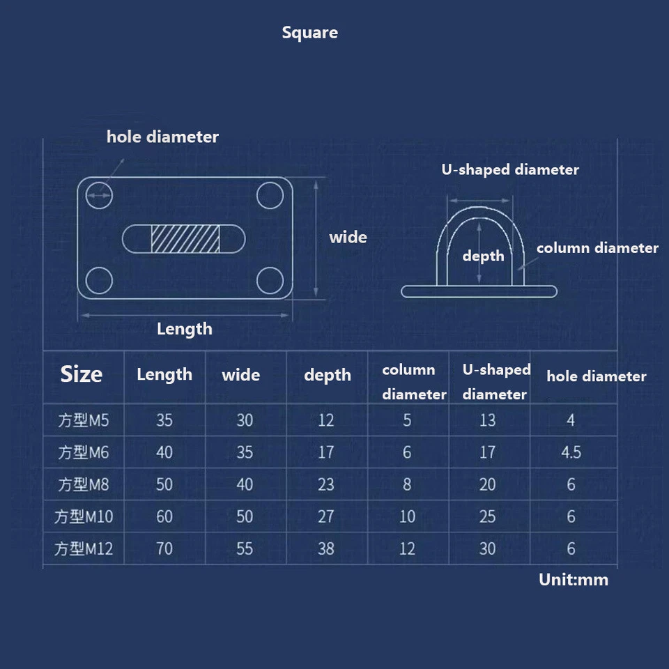 A2 Stainless Steel Eye Plate Ceiling Wall Mount Ring Hook Loop Heavy Duty M5-M12 - Image 4 of 4
