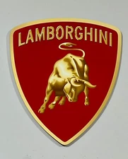 High Quality 16” Red Lamborghini Automobili Racing Aluminum Garage Shield Sign