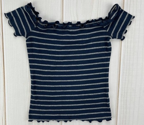 Aeropostale Womens Blouse Blue Striped 