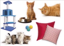 Kitten Cat Artwork Kids Living Room Decor Wall Sticker Decal 15"W X 23"H