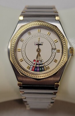 RARE Corum Admirals Quattro 18k 91.115.21 V200 Swiss 7Jewels