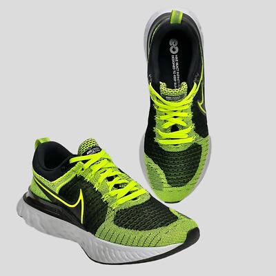 NIKE Running Shoes REACT INFINITY RUN FLYKNIT 2 Volt White Black Men Sz 9.5