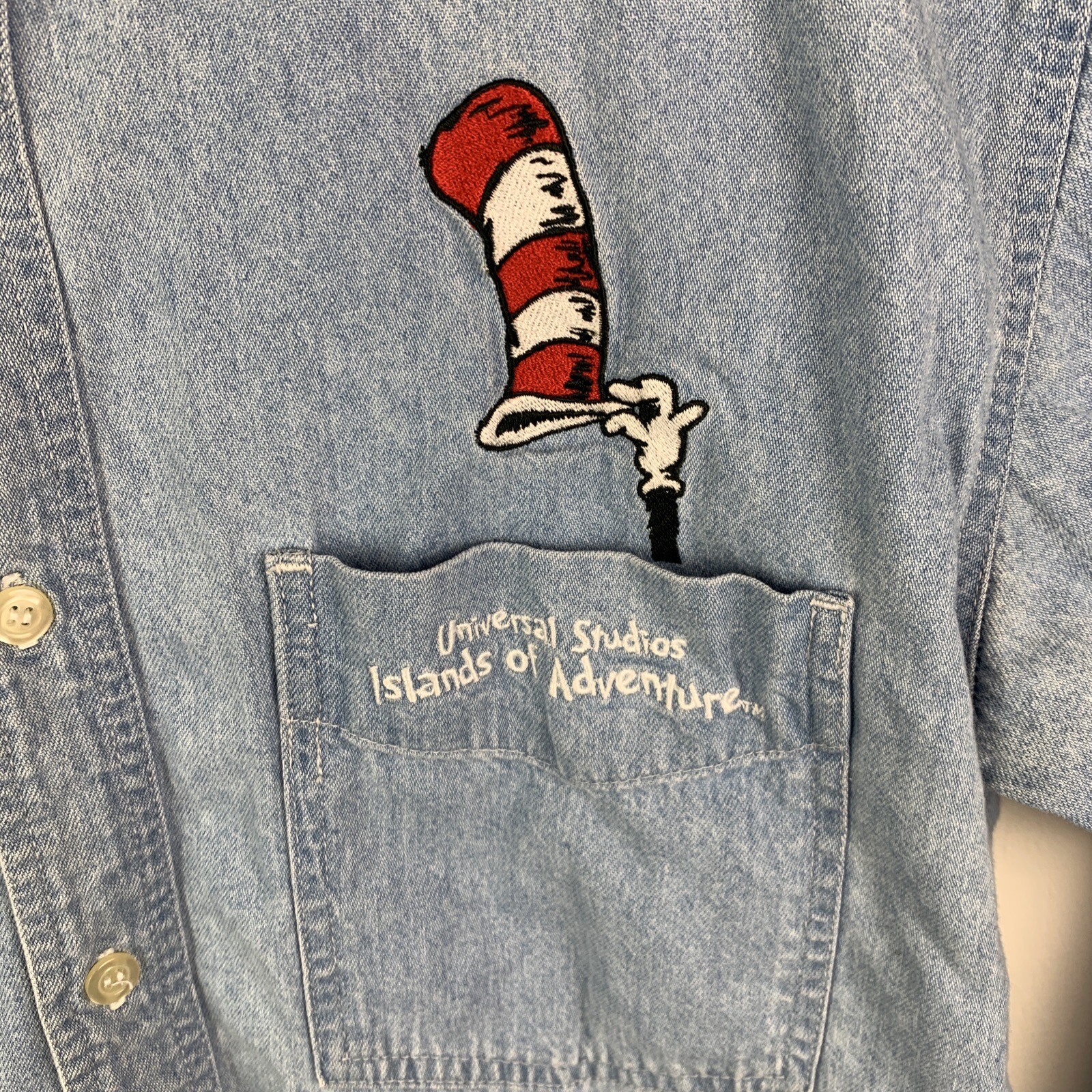 Universal Studios Dr Seuss Button Down Shirt Deni… - image 5