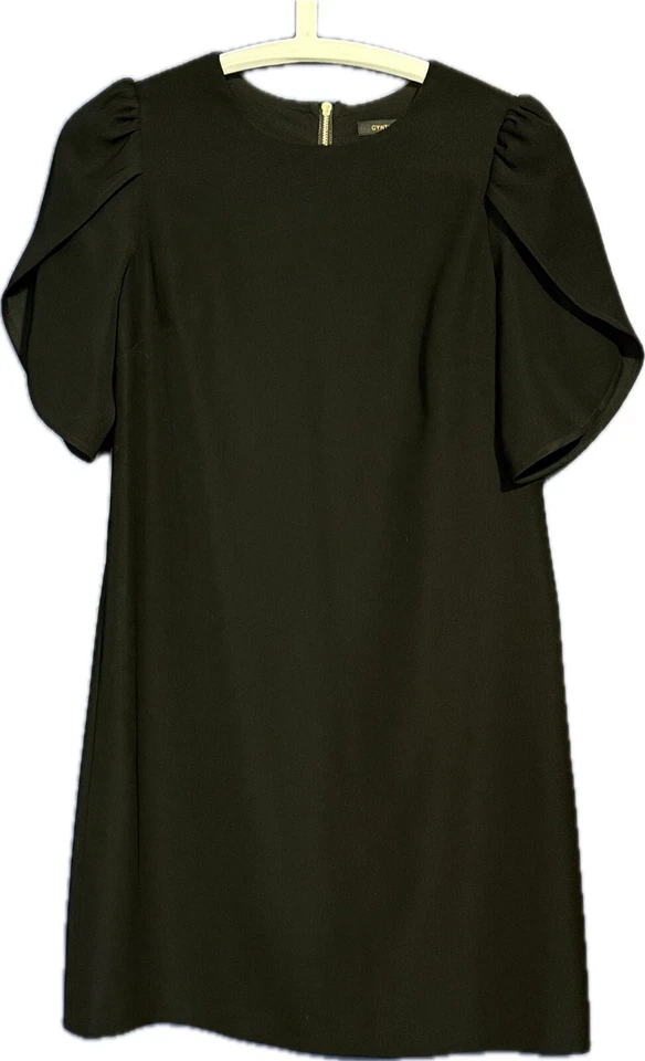 Vestido recto Cynthia Steffe negro manga tulipán talla 0 Foto 2 de 4