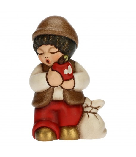 Bimbo con mela Thun Presepe Classico rosso  S3235A82