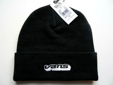 Image of VANS Jet Black BEANIE Hat CUFF Skateboarding Toque Tag OSFA UK Unisex Tags V99