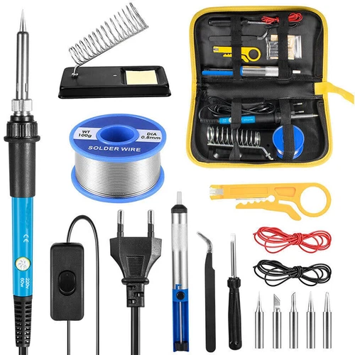 Lötkolben Set Lötset 60W Lötstation Temperatur Einstellbar Soldering Iron Wire
