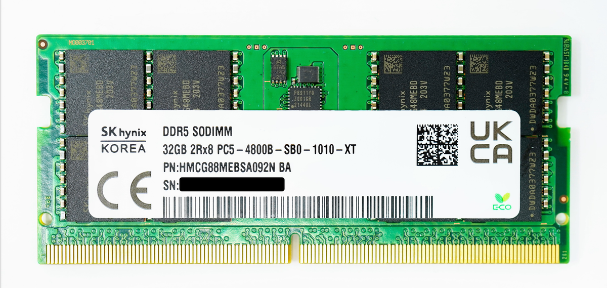 SK Hynix 32GB DDR5 SODIMM 4800Mhz 2Rx8 Laptop RAM Memory