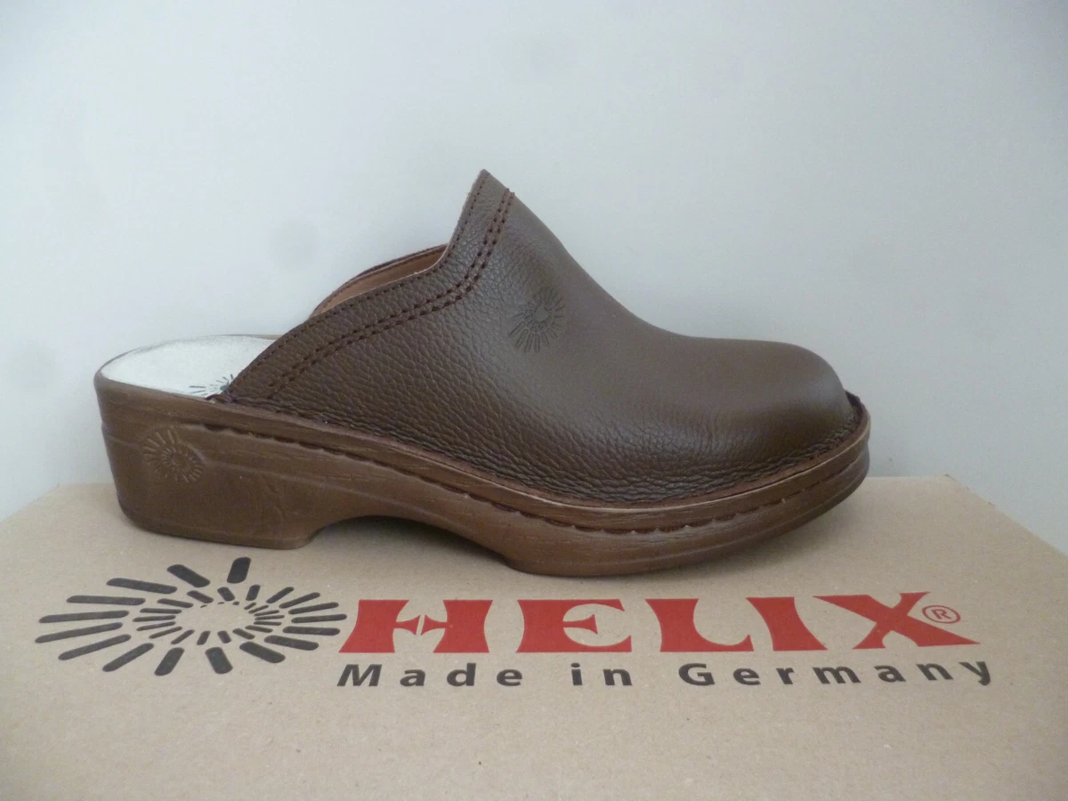 Helix Clogs Pantoletten Pantolette Pantoffel Schuhe Hausschuhe braun Leder