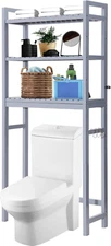 over the Toilet Storage Cabinet, Bamboo Adjustable 3-Tier above Toilet Shelf, St