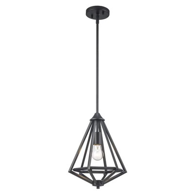 Home Decorators Pendant Light Hubley Adjustable Modern 1-Light Black Metal Cage