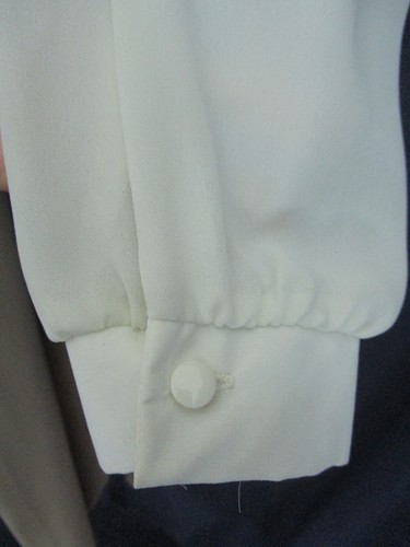 Vintage 80's VERY Sheer Secretary School Marm Blouson Dress 2 Tone Rosebuds 10 - Picture 5 of 8