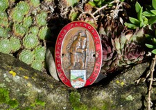 Enamel Automobile Car Dash Radiator Badge St. Christopher Travelers Protection Enamel Automobile Car Dash Radiator Badge St. Christopher Travelers Protection