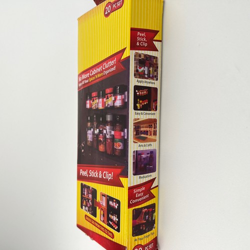 Kitchen Spice Rack Organizer 20 Spice Gripper Clip Strips Cabinet Door WHITE NEW - Picture 3 of 8
