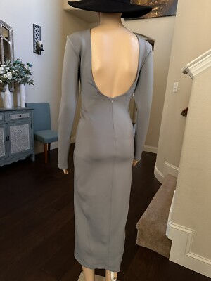 Zara Shoulder Pad Open Back Knit Dress Grey Size XS EUC | eBay