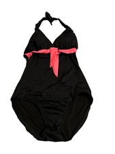 VTG 80s UJENA Swimwear One-Piece Pink Bow Pin Up  Swimsuit Women  s XS/S