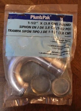 Keeney Plumb Pak 1 1/2" J-Bend 22 Gauge Chrome Plated Brass PP20202