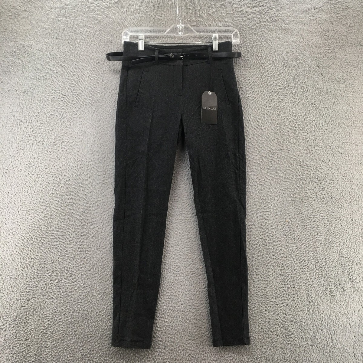 women's skinny dress pants Stella Luce Trouser Womens M (Actual 26x27) Gray Belted Zip Skinny Pants for Women -
